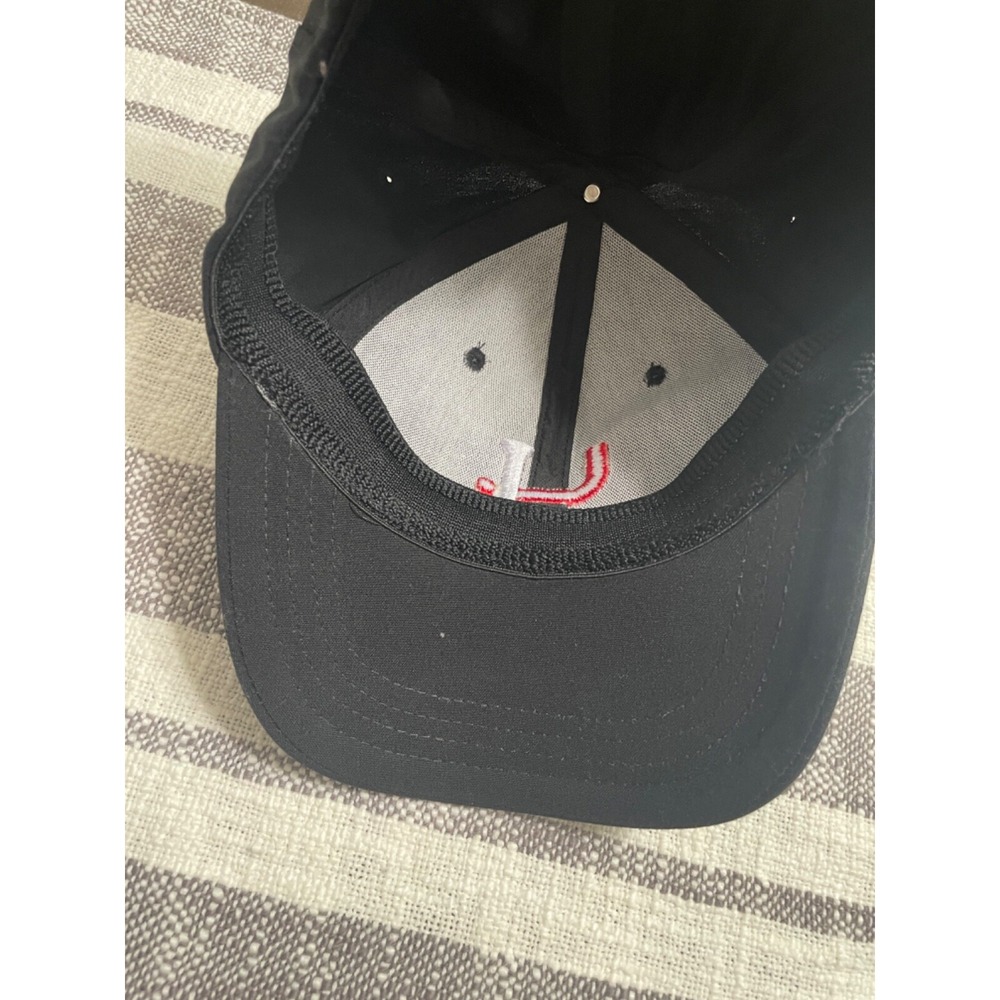 Short Par 4 Golf Hat OSFM Black Embroidered Stretch Fit Baseball Cap - Picture 6 of 6